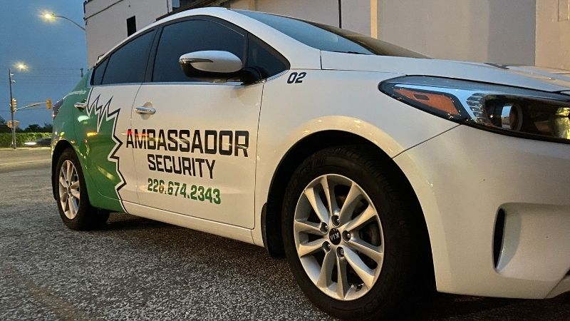 ambassador security car completing mobile patrol